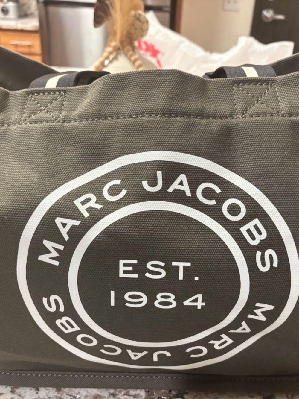Marc Jacobs Olive Green Duffel Bag with White Logo
